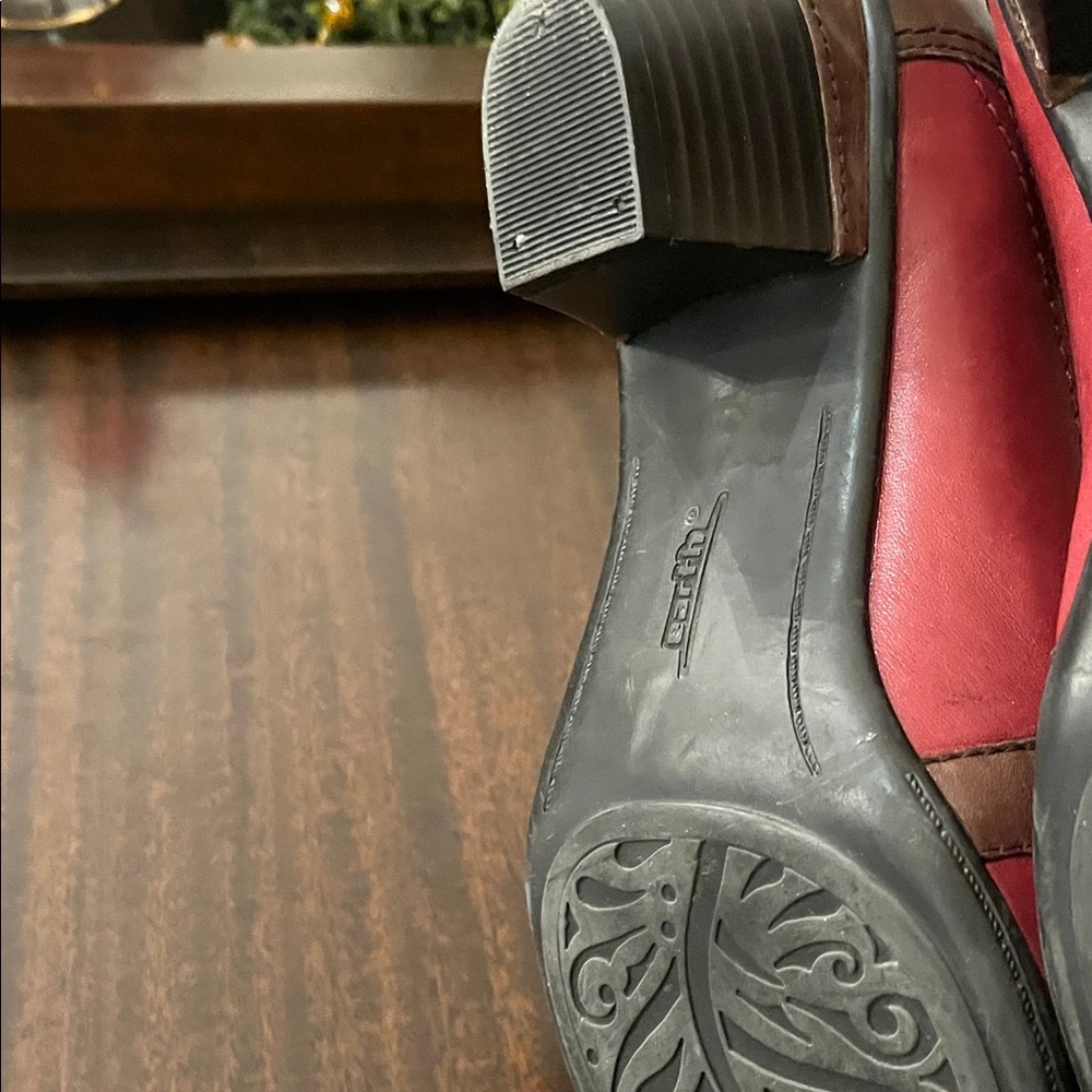 Earth Red Mary Jane Flats with Brown Strap Accents - Picture 5 of 5